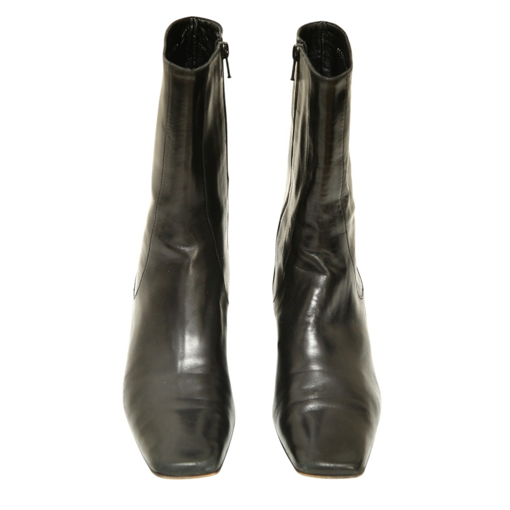 COLE HAAN Black Boots Leather Boot Mid Calf Zipper Square Toe Sz 9B - Picture 5 of 12